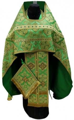 Priest Vestments, Brocade “Floriv Cross” with Sewn Galloon