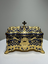 Reliquary (China), enamel, gold-plated, 23×15 cm
