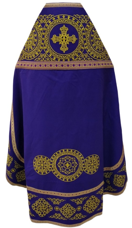 Embroidered Priest Vestment on Gabardine, Embroidery "Circle" with Sewn-On Galloon