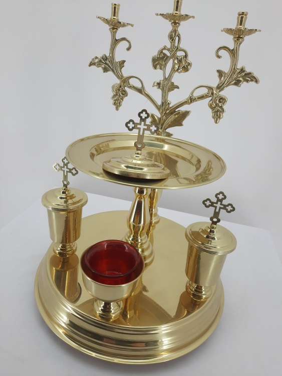 Brass Liturgical Dish, diameter 31 cm, height 43 cm, No. 2