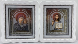 Icons "Wedding Couple" (liturgical peacock) white without plating 27x24cm