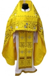 Priest Vestment, embroidered on gabardine, "Rose" embroidery with embroidered galloon