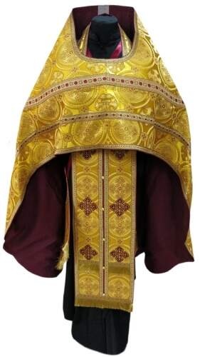 Priest Vestments, Brocade "Kyiv Cross" with Sewn Galloon