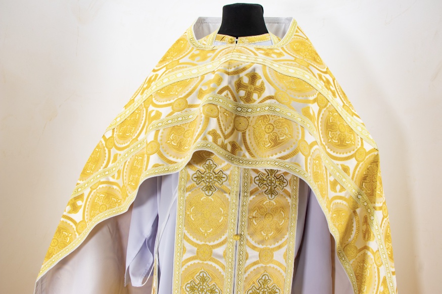 Priest Vestments, Brocade "Kyiv Cross" with Sewn Galloon