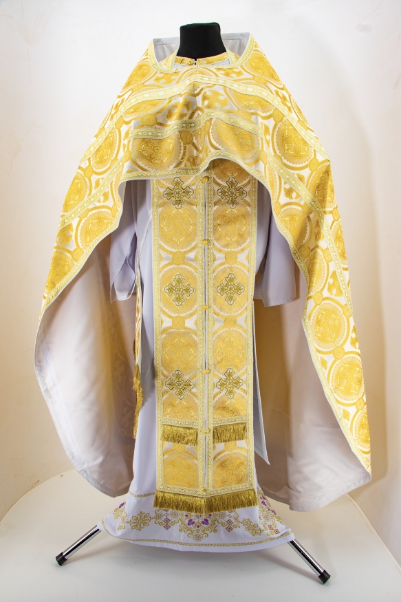 Priest Vestments, Brocade "Kyiv Cross" with Sewn Galloon