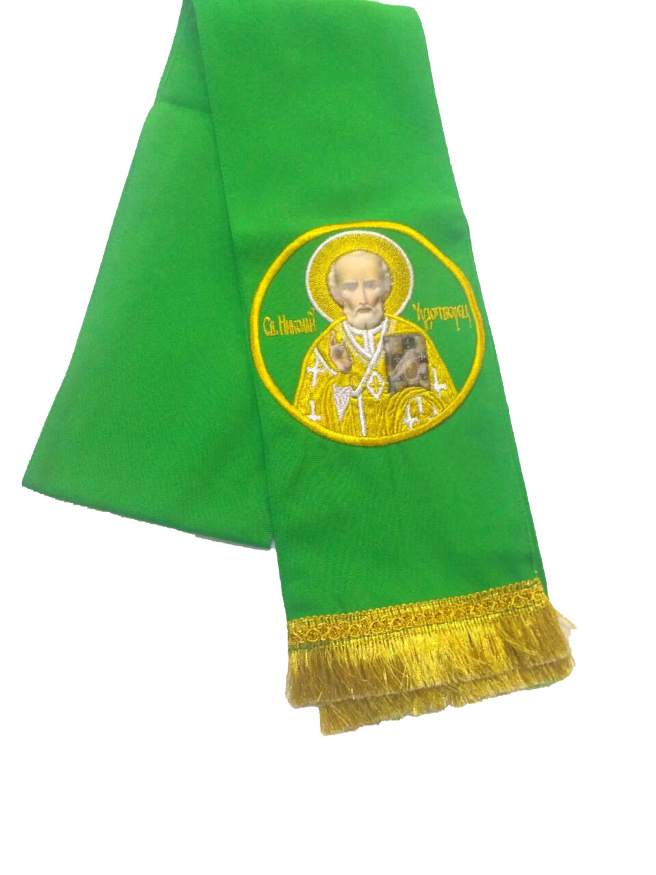 Bookmark with the Icon of Saint Nicholas, green