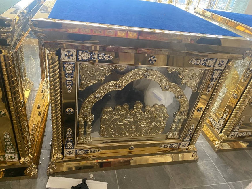 Altar Table 90x90, Blue, Yellow Icons