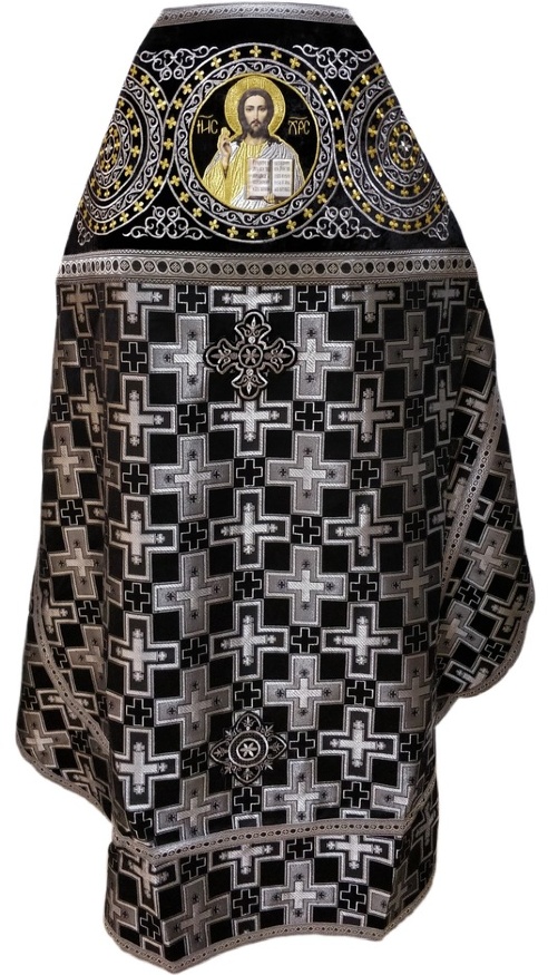 Priest Vestment Combined Brocade "Patriarchal Cross" with Embroidered Epitrachelion, Embroidery "New Embroidery"