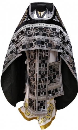 Priest Vestment Combined Brocade "Patriarchal Cross" with Embroidered Epitrachelion, Embroidery "New Embroidery"