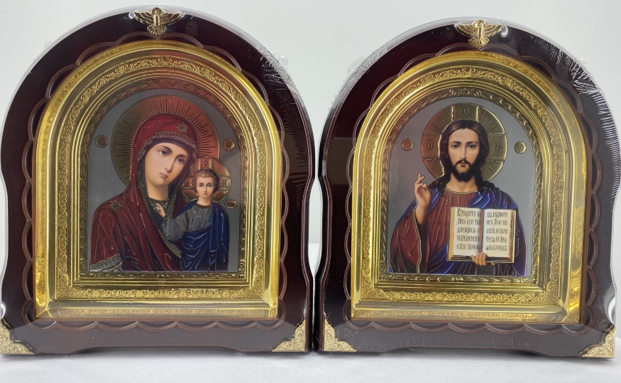 Icons "Wedding Couple" printed, color, cardboard, without embossment, gold frame, 27×25cm