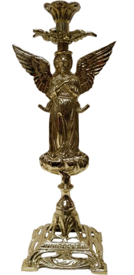 Table Candle Holder, "Angel", brass, 36×15cm