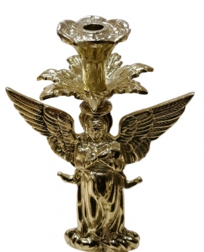 Table Candle Holder, "Angel", brass, 36×15cm