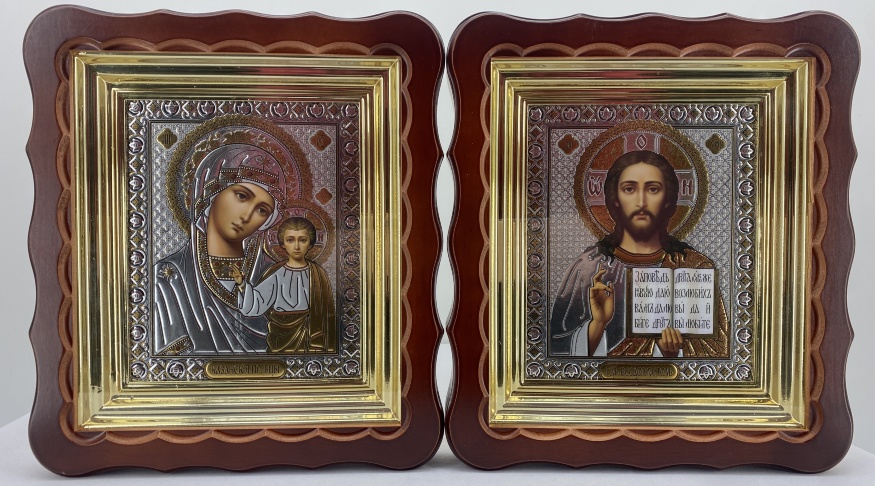 Icons "Wedding Couple" (lithograph, straight, rose) cardboard without lacquer 27x24cm