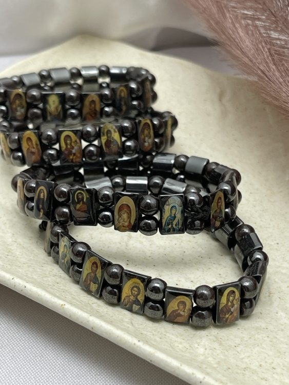 Magnetic Hematite Bracelet with Icons