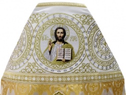 Priest Vestment Combined Brocade "Cyprus Cross" with Embroidered Epitrachelion, Embroidery "Circle"