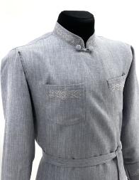 Podryasnik with Embroidery, Greek Style, Linen-Gabardine Fabric