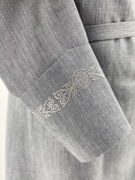 Podryasnik with Embroidery, Greek Style, Linen-Gabardine Fabric