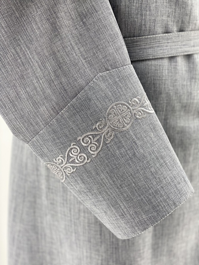 Podryasnik with Embroidery, Greek Style, Linen-Gabardine Fabric