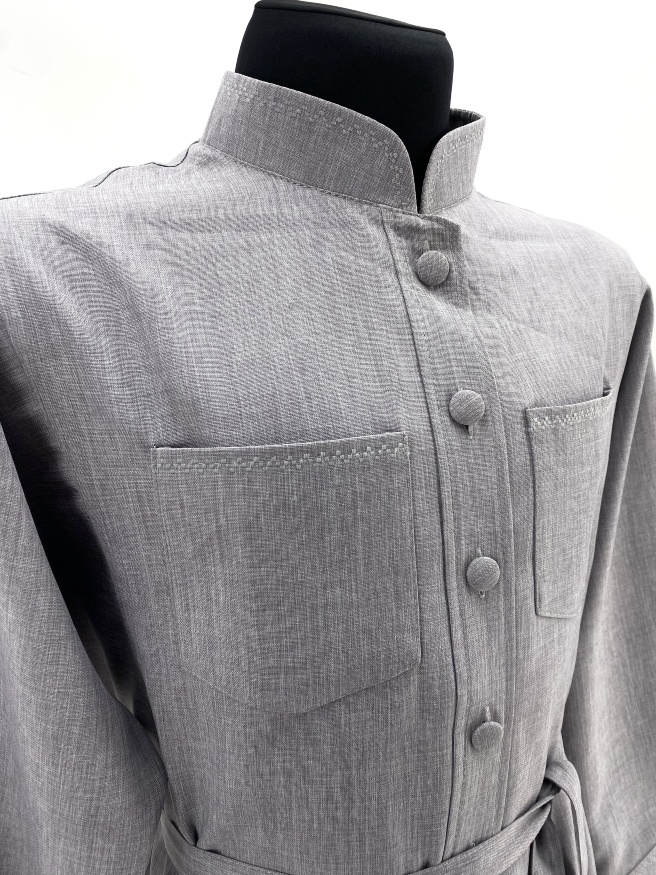 Podryasnik with Embroidery, Greek Style, Linen-Gabardine Fabric