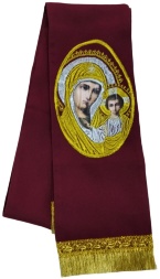 Bookmark with the Icon of the Mother of God, Burgundy
