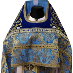 Priest Vestments Combined from Brocade "Greek Cross" with Embroidered Epitrachelion, Embroidery "Rose"