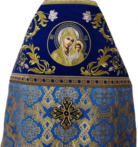 Priest Vestments Combined from Brocade "Greek Cross" with Embroidered Epitrachelion, Embroidery "Rose"