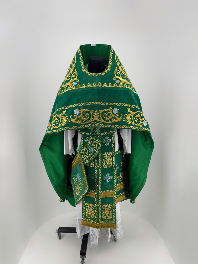 Embroidered Vestments on Velvet, Embroidered Center with Icons, Embroidered Galloon