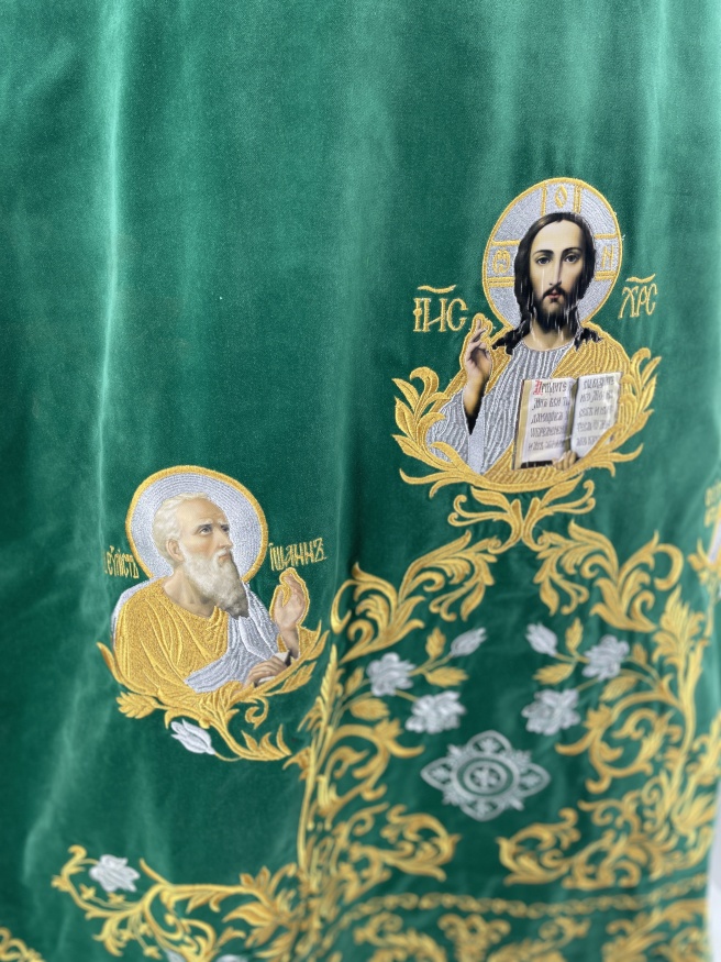 Embroidered Vestments on Velvet, Embroidered Center with Icons, Embroidered Galloon