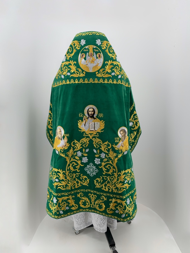 Embroidered Vestments on Velvet, Embroidered Center with Icons, Embroidered Galloon