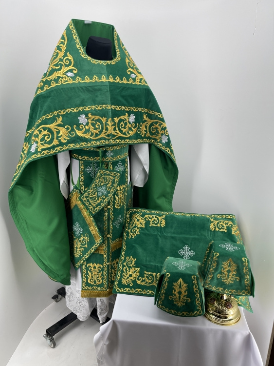 Embroidered Vestments on Velvet, Embroidered Center with Icons, Embroidered Galloon
