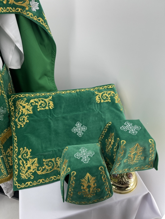 Embroidered Vestments on Velvet, Embroidered Center with Icons, Embroidered Galloon