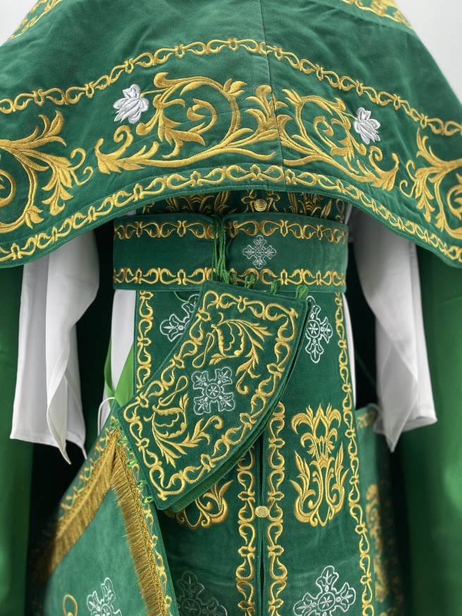 Embroidered Vestments on Velvet, Embroidered Center with Icons, Embroidered Galloon