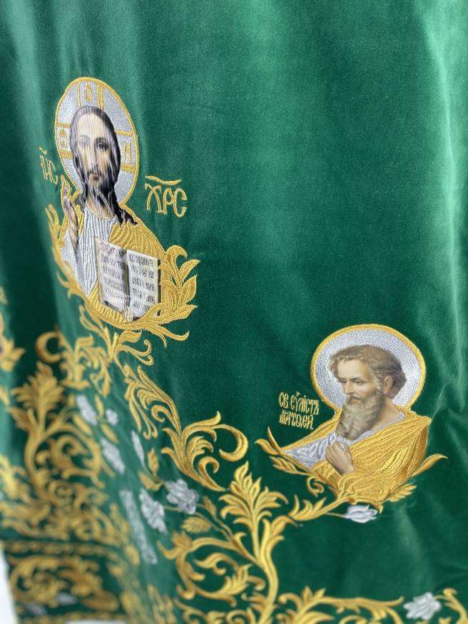 Embroidered Vestments on Velvet, Embroidered Center with Icons, Embroidered Galloon