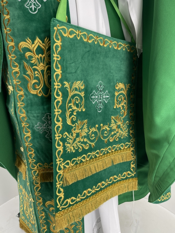 Embroidered Vestments on Velvet, Embroidered Center with Icons, Embroidered Galloon