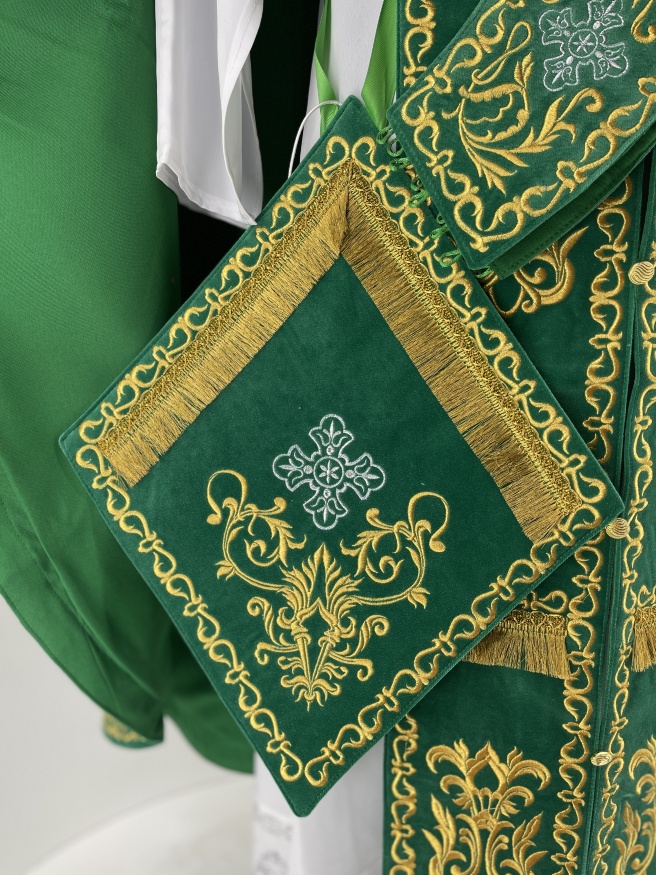 Embroidered Vestments on Velvet, Embroidered Center with Icons, Embroidered Galloon