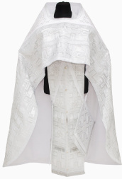 Priest Vestments Combined from Brocade "Lavra Cross" with Embroidered Epitrachelion, Pattern "Circle"