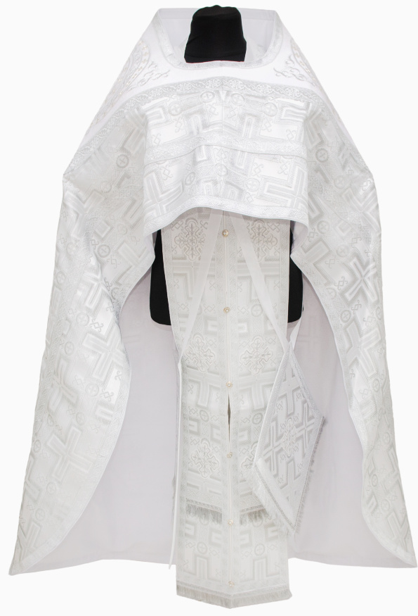 Priest Vestments Combined from Brocade "Lavra Cross" with Embroidered Epitrachelion, Pattern "Circle"