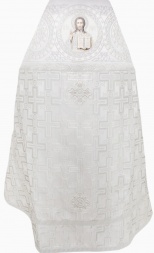 Priest Vestments Combined from Brocade "Lavra Cross" with Embroidered Epitrachelion, Pattern "Circle"