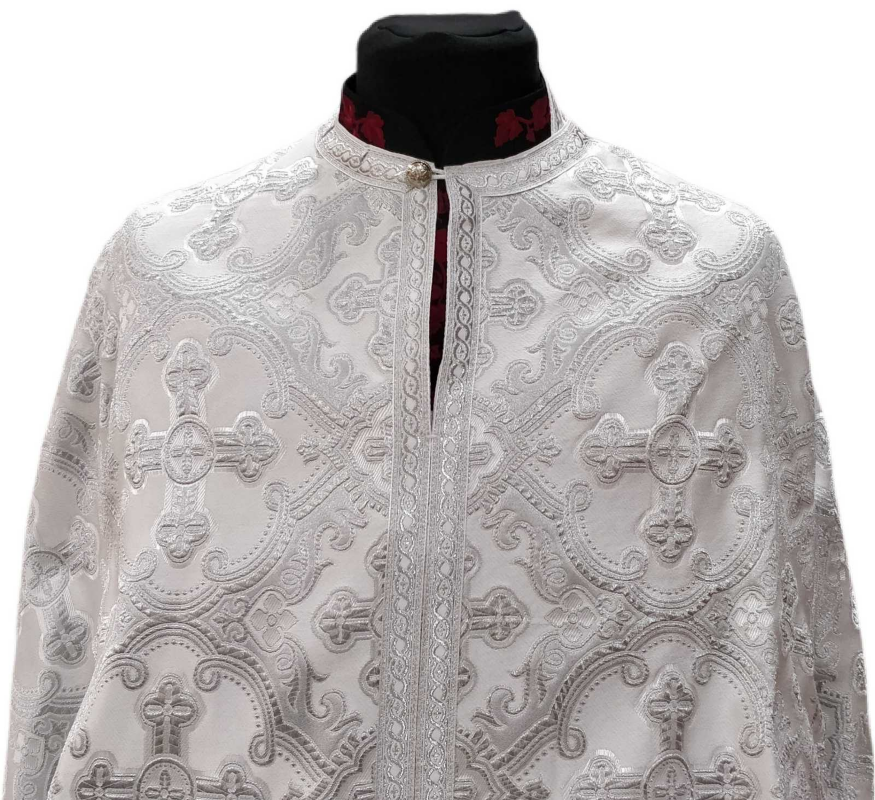 Priest Vestments Greek Style, Brocade Fabric with Sewn Galloon