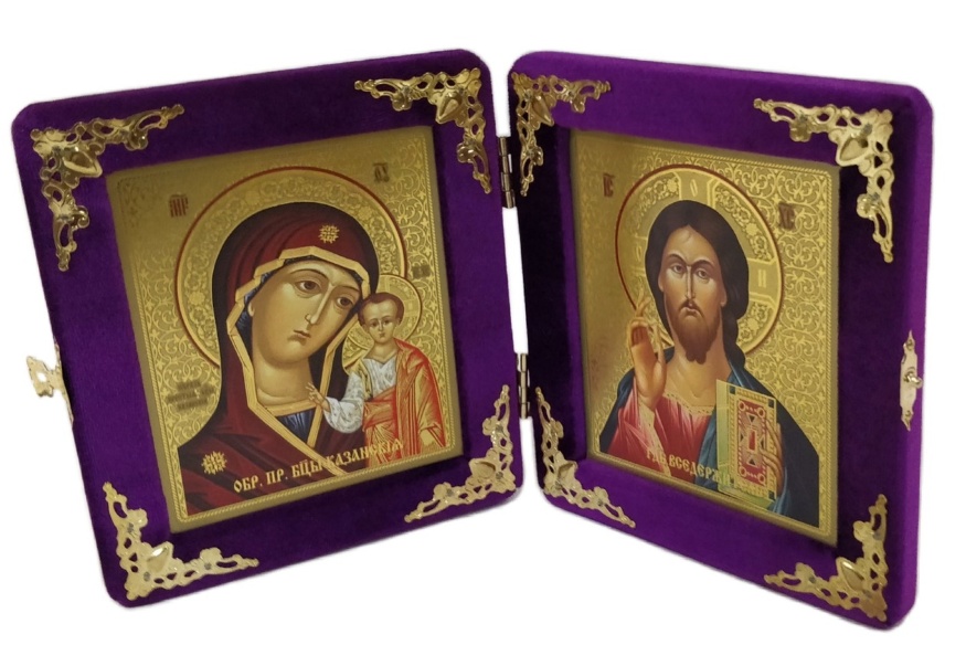 Velvet Triptych for Icon 10×12 Purple