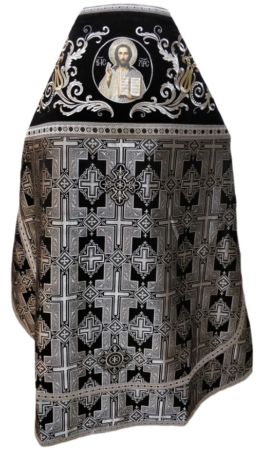 Priest Vestment Combined Brocade "Pokrovsky Cross" with Embroidered Epitrachelion, Embroidery "New Embroidery"