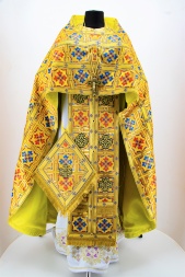 Priest Vestments, Turkish Brocade with Sewn Galloon