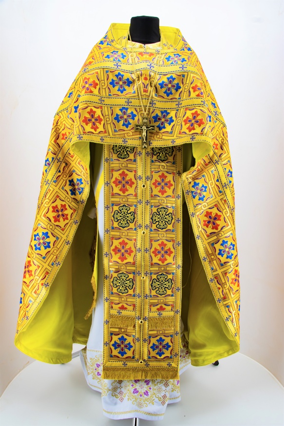Priest Vestments, Turkish Brocade with Sewn Galloon