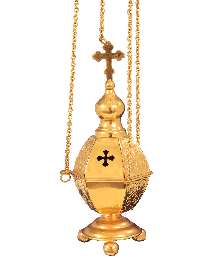 Hexagonal Censer, Gilded, Without Bells