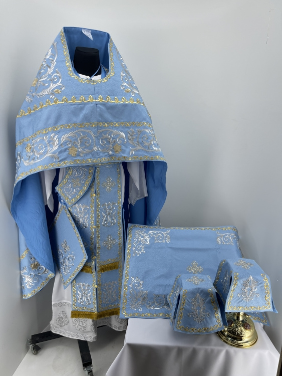 Embroidered Vestments on Brocade with "Rose" Embroidery