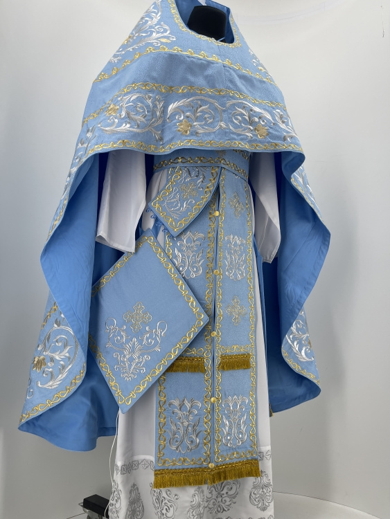 Embroidered Vestments on Brocade with "Rose" Embroidery