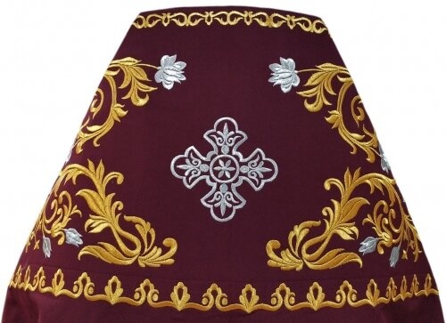 Priest Vestments, Embroidered Gabardine, "Rose" Embroidery with Embroidered Galloon