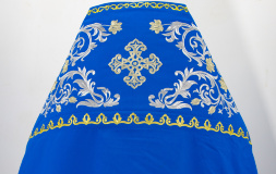 Priest Vestments, Embroidered Gabardine, "Rose" Embroidery with Embroidered Galloon