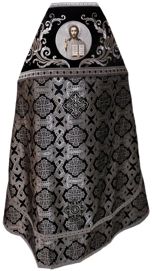 Priest Vestments Combined Brocade "Greek Cross" with Embroidered Epitrachelion, Embroidery "New Embroidery"