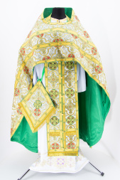 Priest Vestment, Turkish Brocade "Iveron Cross" with Sewn Braid